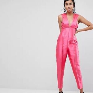 ASOS Watermelon Pink Tuxedo Jumpsuit Formal